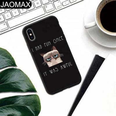 China Fashion Cartoon Cat Designs Creative Custom Cute Silicon Rubber Phone Case For iphone 6 7 8 plus X OEM Mate Back Black TPU Cover for sale