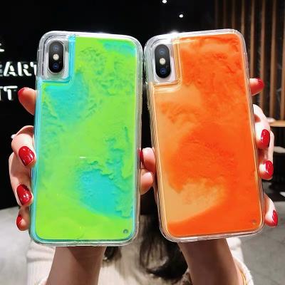 China Back Cover Neon Sand Liquid Phone Case For iPhone xs Max Phone Cover , Luminous Glitter Phone Case For iPhone 6 7 8 Plus Cases for sale