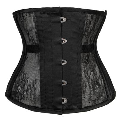 China Antibacterial Lace Body Shaper Breathable Weight Loss Belly Order 10 Steel Bones Gothic Corset For Summer Waist Trainer for sale