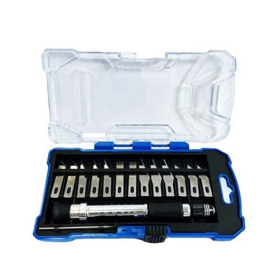 China Hot Selling Cost Effective Tool Kit SK5 Blade Hardware 15 Pieces Wood Carving Tool Kit Kits With Blue Box for sale