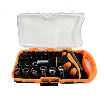 China Amazon Hot Selling Convenient Storage 25 Piece Hardware Tool Box Home Repair Tools With Orange Portable Tool Box for sale