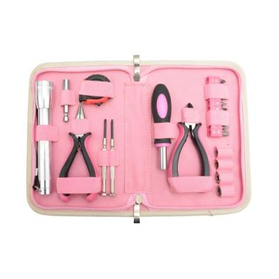 China Convenient Storage Household 23-Piece Portable Tool Kit With Pink Canvas Bag for sale