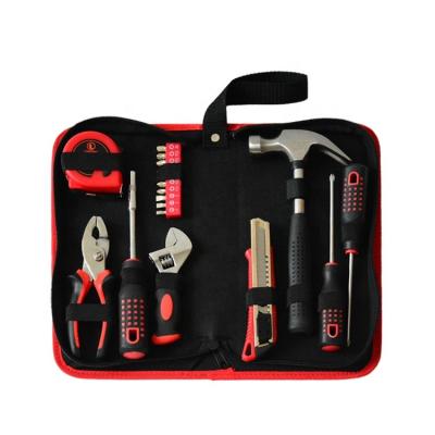 China Convenient Household Red And Black Series Bag Cloth Storage 18 Pieces Repair Tools Hardware Tool Kit for sale