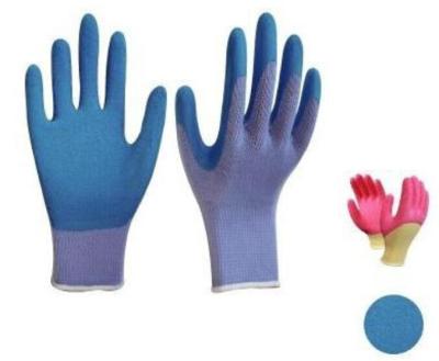 China Latex foam coated gloves,10G high grade T/C liner,crinkle finsh,anti-acid/alkali for sale