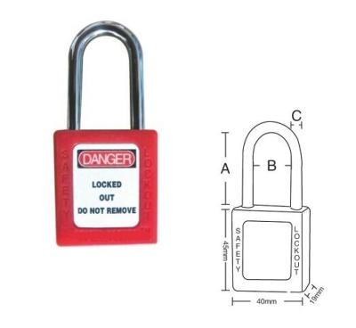 China ABS Safety Padlocks,Keyed to Differ,Long Shackle,Vertical shackle clearance 38mm for sale