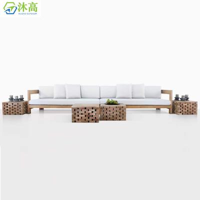 China Outdoor Teak Sofa Sofa Modular Garden Soft Waterproof Wooden Modern High Quality UV Resistant All Weather Waterproof Furniture Teak Outdoor Sofas for sale