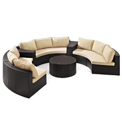 China High End Curved Round Rattan Garden Sofa Set All Weather Outdoor Sectional Sofa Set for sale