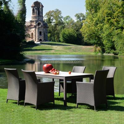 China Modern Rattan Outdoor Restaurant Seating Decks Table Set Outdoor Dining Table Set Patio Furniture for sale