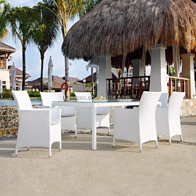 China All Weather Rattan Set Tables And Chairs Terrace Restaurant Tables And White Chairs Terrace Patio Furniture for sale