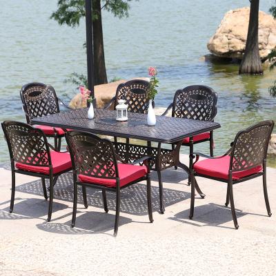 China All Weather Outdoor Cast Iron Patio Furniture Lawn Chairs And Grill Aluminum Dining Tables Set Garden Furniture for sale