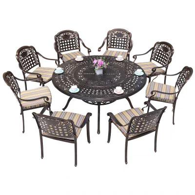 China Eco - Friendly Cast Aluminum All Weather Outdoor Dining Table Set Garden Furniture for sale