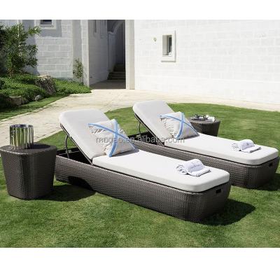 China All-Weather Outdoor Rattan Garden Pool Furniture Outdoor Beds Beach Bed Pool Bed Chair Sun Sofa for sale