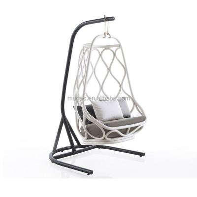 China Outdoor and Indoor Luxury Modern Outdoor Hotel Garden Furniture Patio Swing All Weather Hanging Chair Set Metal for sale