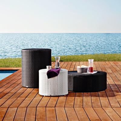 China All weather waterproof wicker modern outdoor round console table rattan cane table nordic coffee table for sale