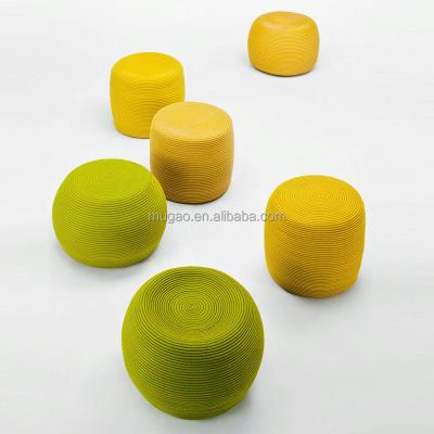 China Modern Design All Weather Colorful Round Rope Stool Garden Pouf For Indoor And Outdoor for sale