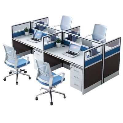 China Convertible Aluninul Frame 4 Seater Workstation Modular Open Plan Office System for sale