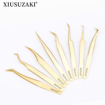 China XIUSUZAKI High Precision Stainless Steel Eyelash Extension Forceps, Accurate 3D Stainless Steel Eyelash Clip for Makeup Titanium Alloy for sale