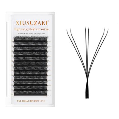 China XIUSUZAKI Natural Long Double Tips 3D Lashes W W Shape Eyelash Extensions Puff Premade Fans for sale