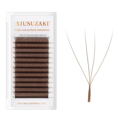 China XIUSUZAKI Brown 4D Long Eyelash Extensions 3 Tip C/D Natural W-shaped Curl High Quality Lashes for sale