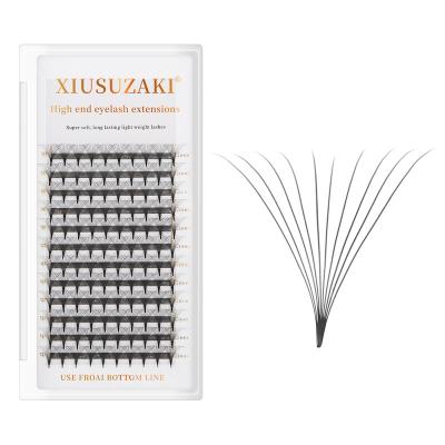 China XIUSUZAKI Natural Long Sharp Premade Narrow Rod Fans Eyelash Extension 0.07mm Thin Pointed Base 4D-10D Russian Fans Prepare Volume for sale