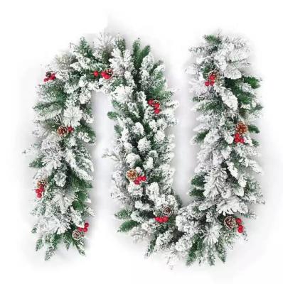 China New Hot Christmas Rattan Wreath/Flocking Christmas Rattan Wreath Hanging Decoration ER-f02/Door Christmas for sale