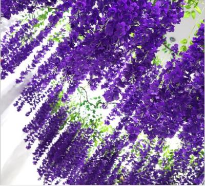 China 110cm Plant Wedding Centerpieces Decoration Silk Wisteria Flowers Hanging Vine Flores Artificial Wisteria ER-G01 for sale