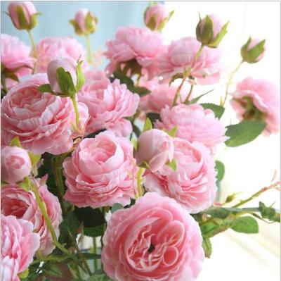 China European artificial peony peony window hotel shop home decoration style 3 silk flower heads. for sale