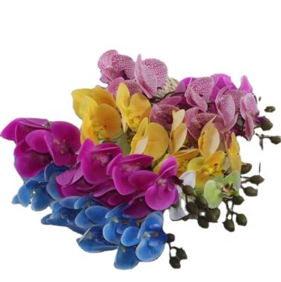 China Party Artificial Nine 3D Heads Printing Real Butterfly Orchid Long Stem Latex Orchid For Home Decoration for sale