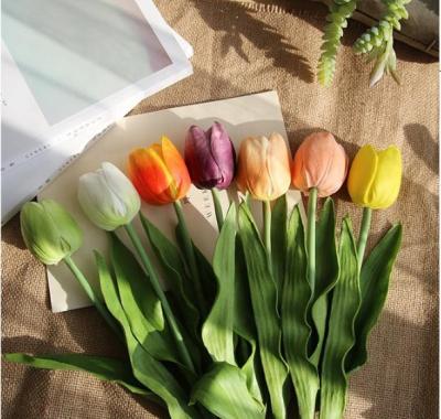 China Wedding Party Store Hotel Holland Artificial Tulip Bulbs White PU Hot Selling Tulip for sale