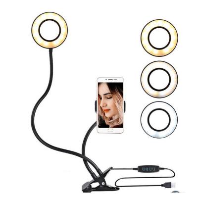 China New Flexible Led Selfie Ring Light With Lazy Table Live Stream Video Blogger Youtube Hot Sale Stand Desk Lamp Bracket Desk Lamp Sufficiency Light Stand for sale