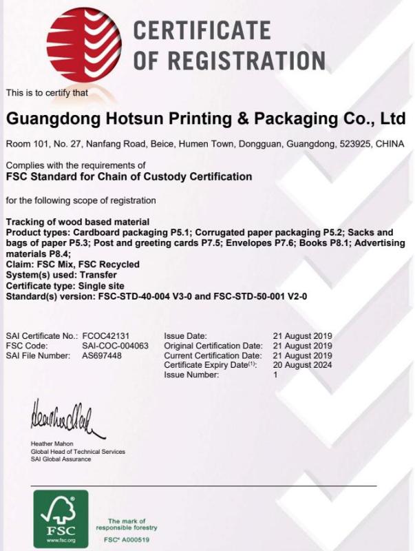 FSC - Guangdong Hotsun Printing & Packaging Co., Ltd.