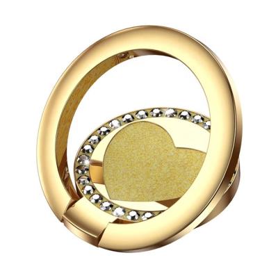 China Foldable Glitter Love Heart Shape Bling Diamond Finger Grip Stand Mobile Phone Ring Holder for sale