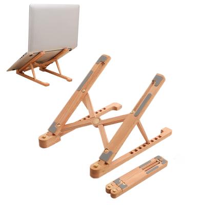 China Adjustable Universal Ergonomic Foldable Notebook Riser Wooden Laptop Stand (Height) Computer Desk for sale