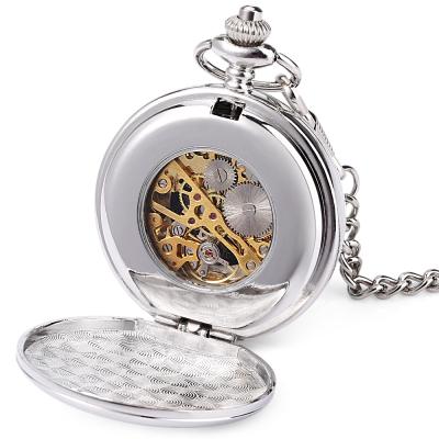 China Good quality water resistant mechanical pocket watch for men, bulk steel chain pocket watch for sale for sale