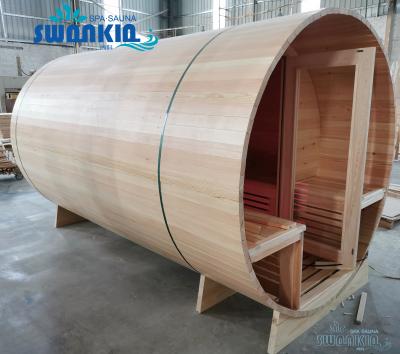 China Computer Control Panel Hot Selling Customized 2-4 Person Barrel Sauna Room Wood Outdoor Sauna Room Red Cedar Sauna Room for sale