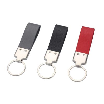 China Free Sample Cheap Key Indicator PU Leather Key Chain Durable With Laser Engraved Logo for sale