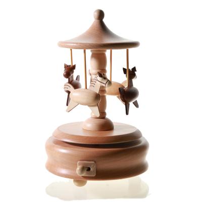 China Wholesale Custom Wooden Music Box Carousel Wooden Music Box For Girl Gifts for sale