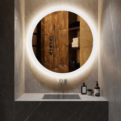 China Bright Cheap Battery Operated Circle And Warm White Light Led Lighted Bathroom Wall Mirror For Bathroom for sale