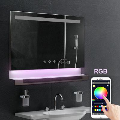 China LED Backlit Bathroom Mirror Light Bright Smart Mirror With RGB Function for sale