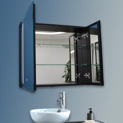 China Modern Recessed Bathroom Mirror Cabinet With Light Touch Sensor Bathroom Medicine Cabinet With Mirror for sale