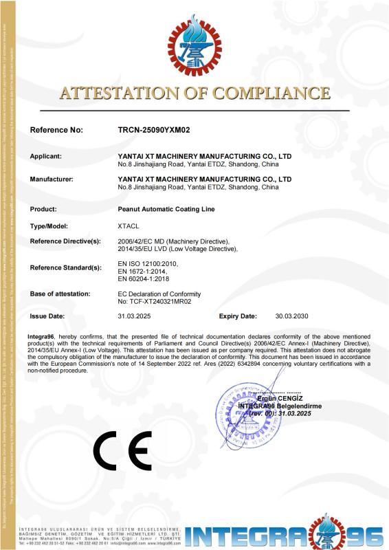 CE  - Yantai XT Machinery Manufacturing Co., Ltd.