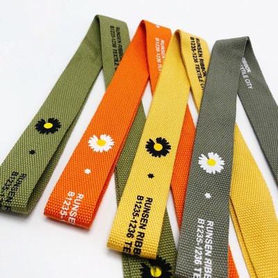 China High tenacity 1-3cm cotton daisy pattern ribbon webbing bag belt hot sale colorful decorative printed belt for sale