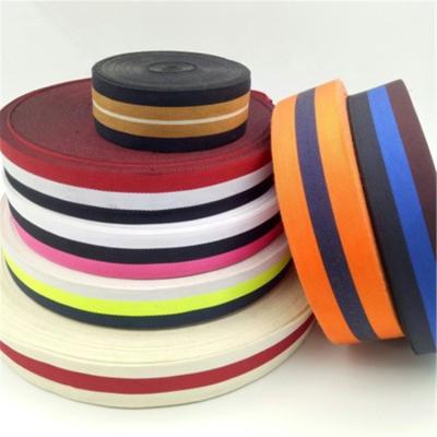 China Custom Wholesale Rainbow 100% Polyester High Tenacity Grosgrain Striped Cable Ribbon for sale