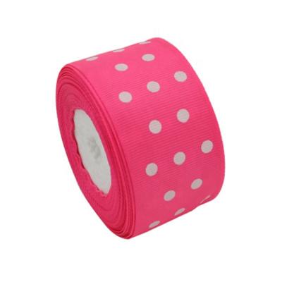 China Custom Printed Recyled Logo Single Face Polyester Polka Dot Stain Printed Ribbon for sale