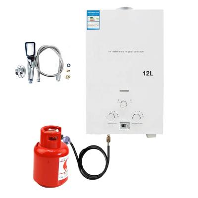 China 12L 3.2GPM Lpg Outdoor Tankless Propane Water Heater Boiler Instant Burner with Shower Head for Outdoor for sale