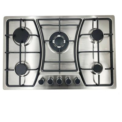 China 30 Inch Cooktops Gas Cooktop Hotel Stainless Steel Built In 5 Burners LPG / NG Gas Stove for sale