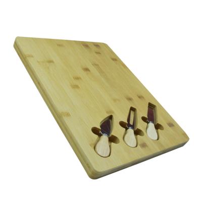 China Large Sustainable Natural Goods Cheese Cutting Board and Bamboo Knife Set for sale