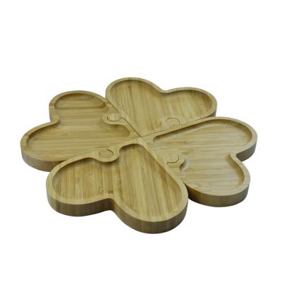 China Sustainable Eco-Friendly Bamboo Christmas Divided Plates 4 Compartment Food Tray for sale