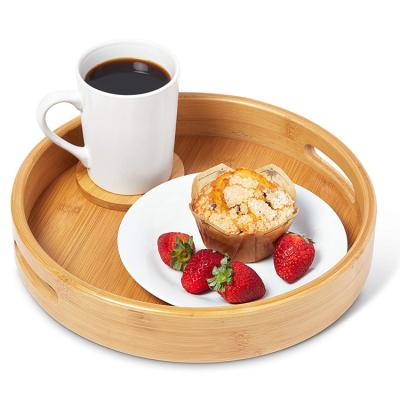 China Bamboo Serving Tray For Breakfast Home Dinner Wholesale Price Bamboo Food Tray Platters Bamboo Serving Tray With Handle for sale