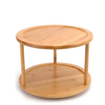 China 2 Tier Bamboo Wooden Viable Turning Susan Display Lazy Turntable for sale